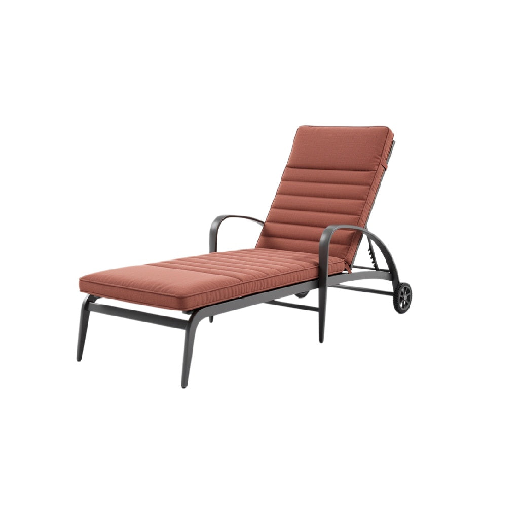 Adjustable Outdoor Lounge Chair with Cushioned Seat and Wheeled Base
